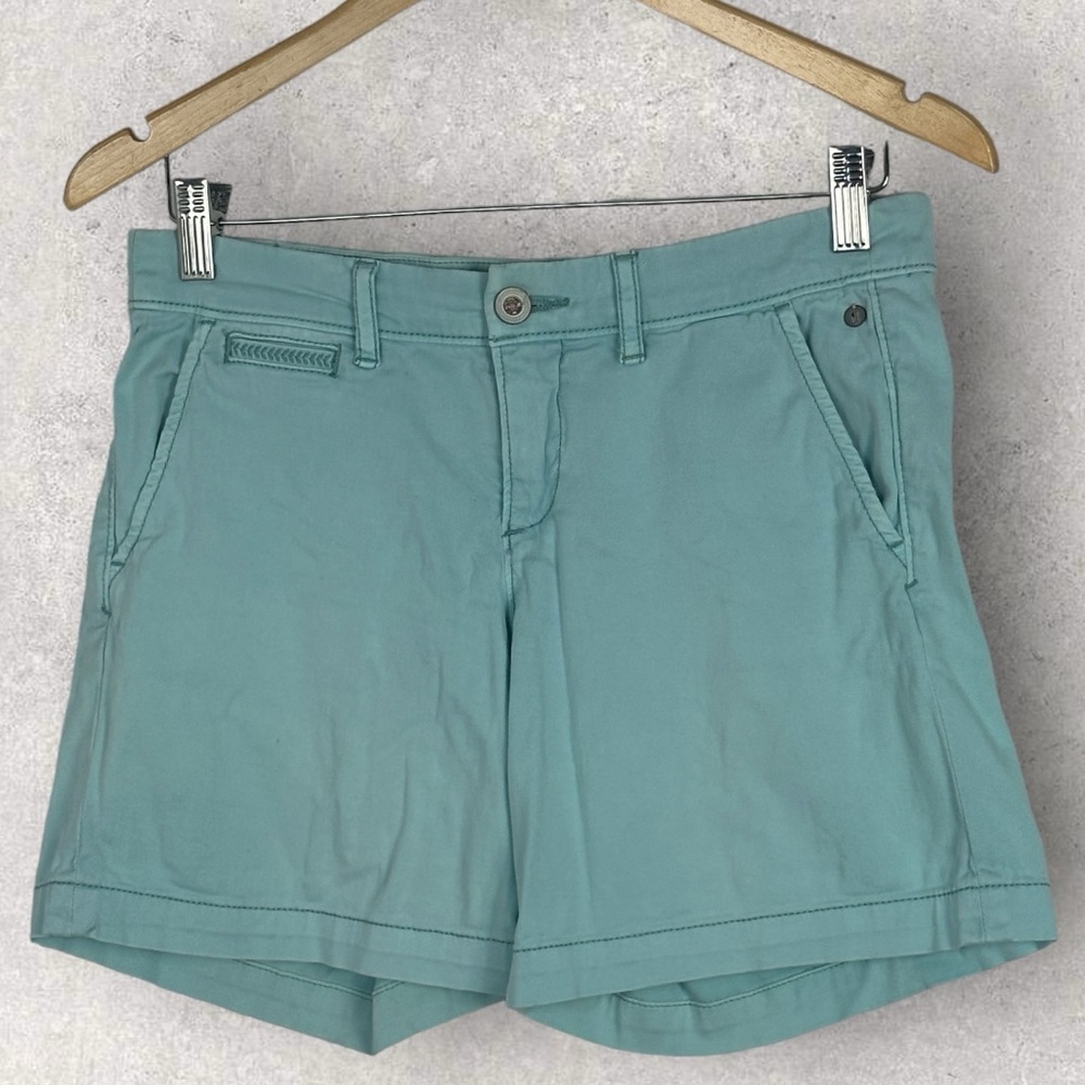 Anthropologie Pilcro Hyphen Teal Blue Chino Bermuda‎ Shorts Size 26 Pastel Beach - Picture 3 of 14